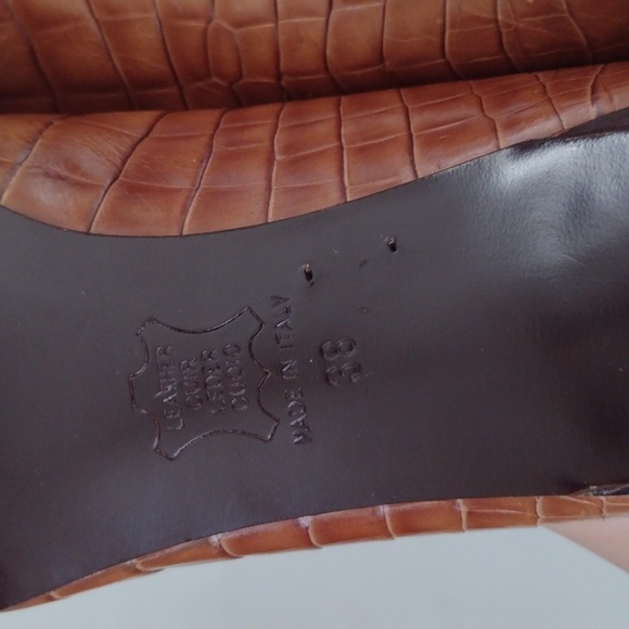 Vera Wang Leather Vintage Crocodile Square Toe Kitten Heels Office EU Size 38 - Picture 7 of 14